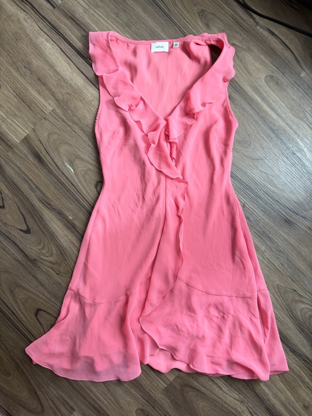 Wilfred Pink Ruffled Chiffon Mini Dress - Picture 2 of 5